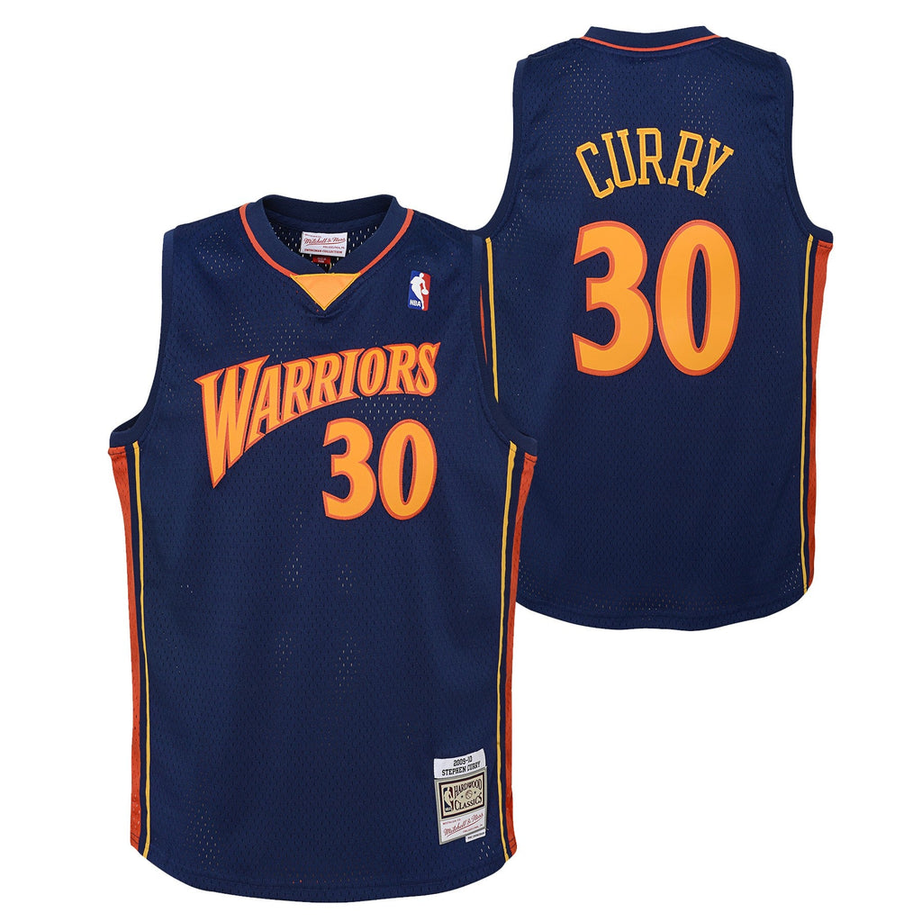Youth Stephen Curry Golden State Warriors Mitchell & Ness Navy Blue 2009-10 Hardwood Classics Swingman Jersey