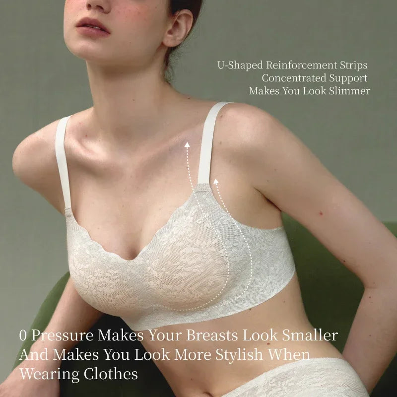 SUJIIN Sexy Lace Seamless Bra for Women Summer Wireless Push Up Female Bras Female Comfort Breathable Bralette Mujer Bh MX236