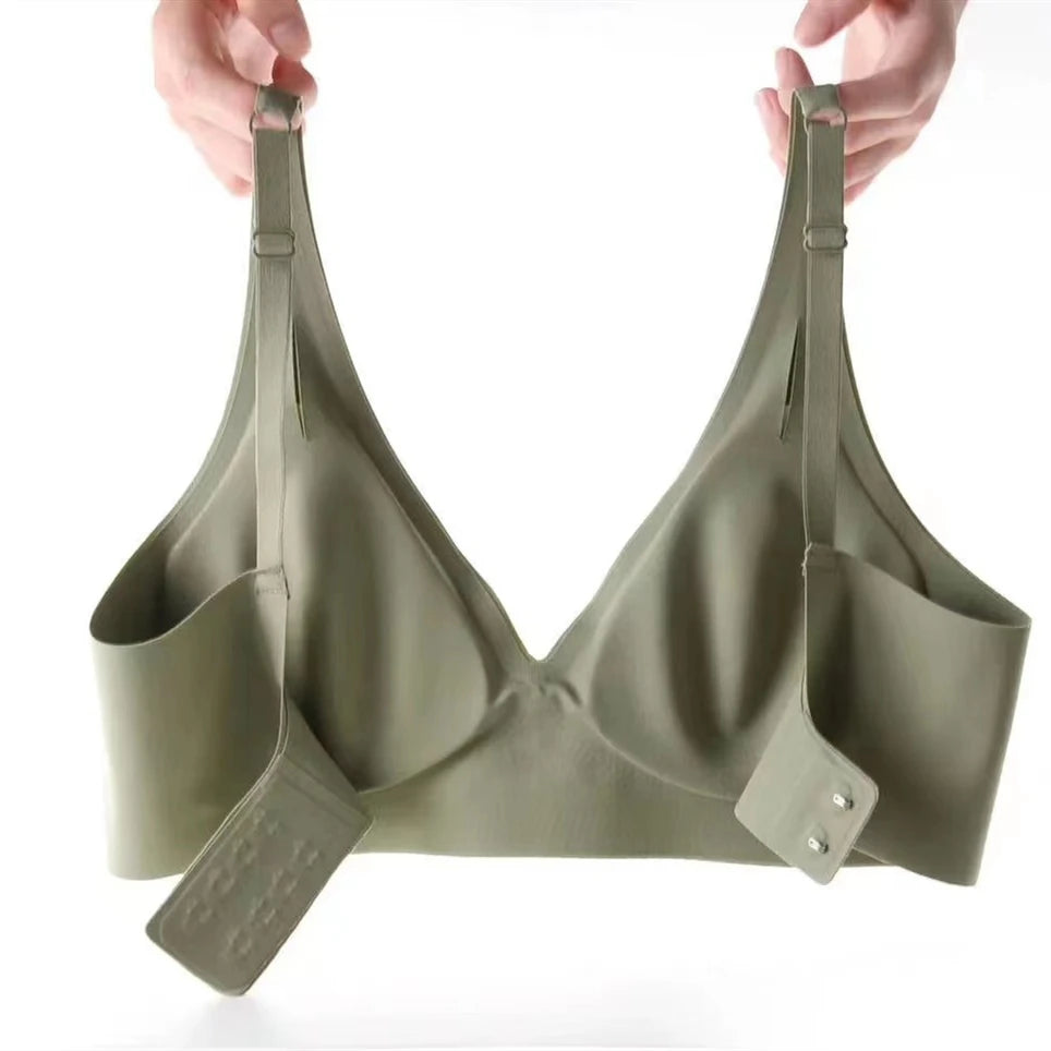 Soft Support Jelly Glue French Deep V Underwear Women's No Steel Ring Small Chest Gathered Comfortable Adjustment Seamless Bra